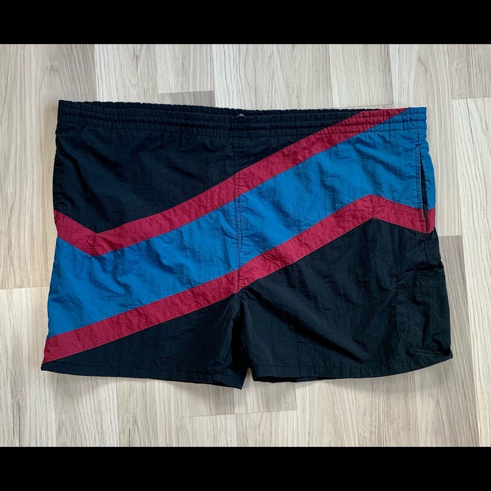 Vintage 90s RISE  Swim Trunk Shorts. Size XL